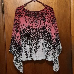 Alfani Salmon and Black Ombre Leopard Blouse